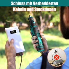 Multifunktionswerkzeug Akku - NEU MASTER 8V 2.0Ah Akku Rotationswerkzeug mit 118 Stück Zubehör, LED Light und 5-Gang, Multifunktionswerkzeuge Set zum Bohren, Gravieren, Polieren, Schleifen