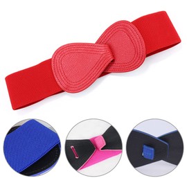 Elastic Wide Waist Belts for Women Dresses Cinch Belts, Leather Stretchy Belt with Interlock Buckle Vintage Decorative Belts Fashion Lady Waistband, Red