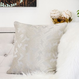 Homey COZY Satin Jacquard Throw Pillow Cover,Silk Bird Series Gray Geometric Large Sofa Couch Cushion Decorative Pillow Case 20 x 20 Inch, Cover Only