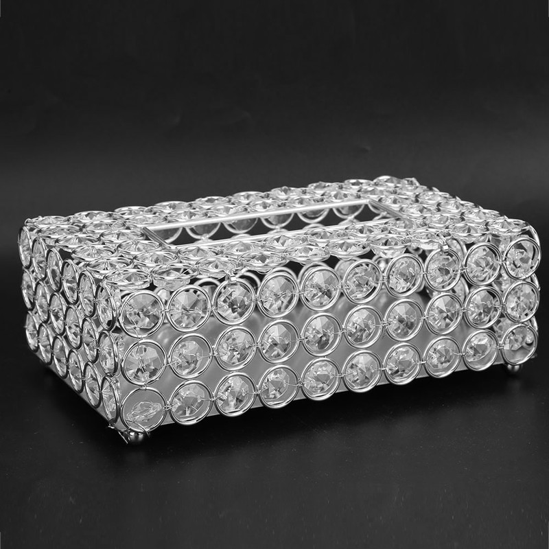 Rectangular Artificial Crystal Tissue Box Cover Tissue Paper Storage Holder
