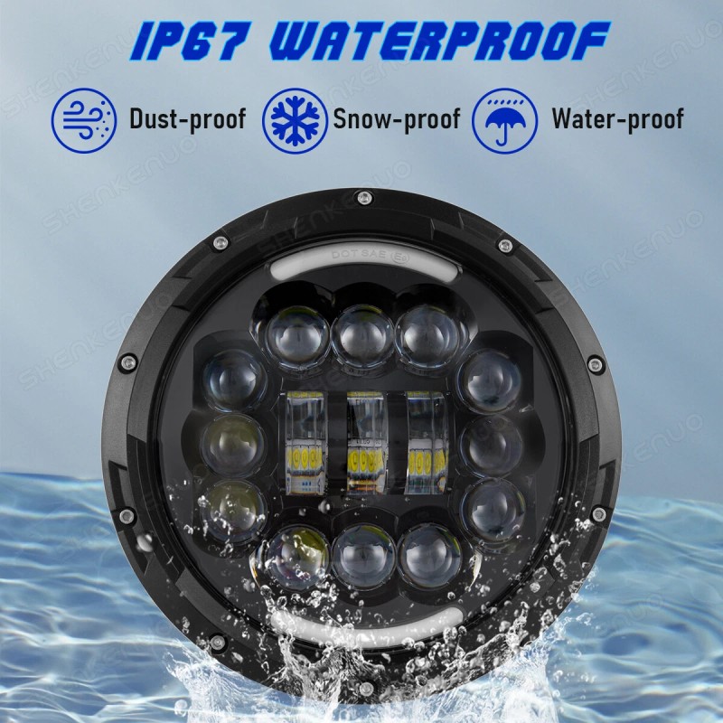 SHENKENUO For Hummer H2 2003-2009 Pair 7" inch Round LED