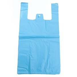 Blue Recycled Vest Style Plastic Carrier Bags - 11" x 17" x 21" - (1 box = 1000 bags)