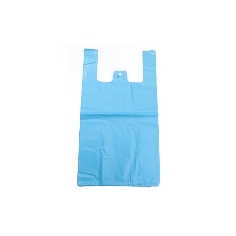Blue Recycled Vest Style Plastic Carrier Bags - 11" x