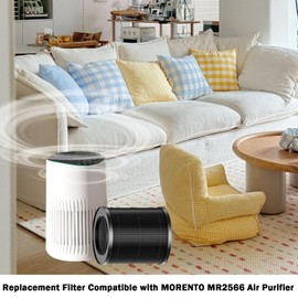 MR2566 Replacement Filter Compatible with MORENTO MR2566 Air Purifier, 2 Pack 3-in-1 True HEPA and Activated Carbon Air Filter - Easy to Replace