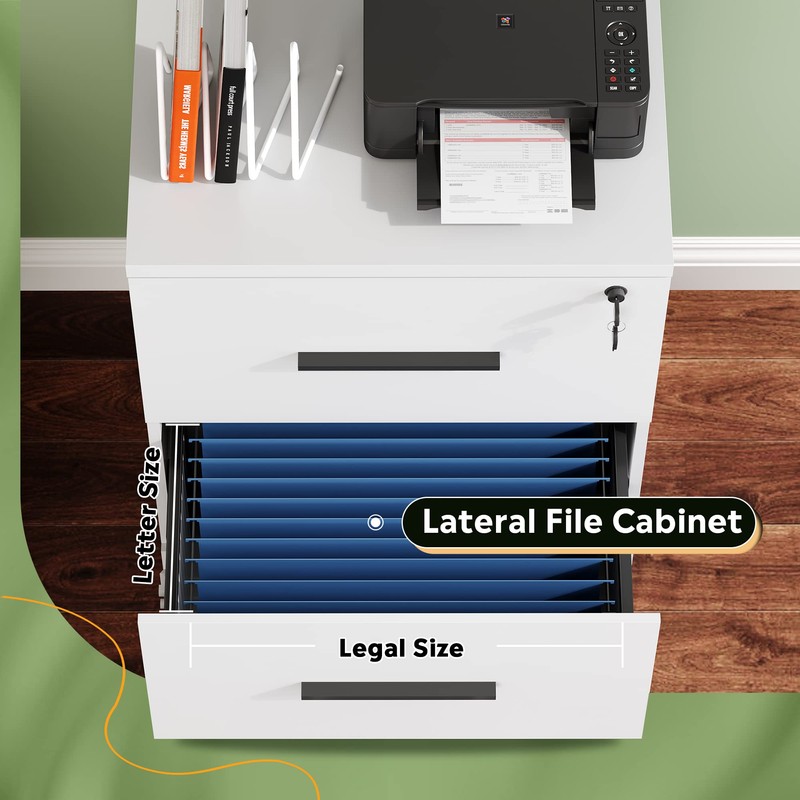 DEVAISE 2-Drawer Wood Lateral File Cabinet with Lock for Office