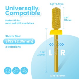 MagiBling Small Barrel Nail Drill Bits Round Top, 3/32'' Safety Tungsten Carbide Bits, Two-way Rotation, Suitable for Manicure Pedicure Cuticle Gel Polishing, Technicians Bits, Grit: Extra Fine