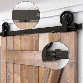 TSMST 8FT Heavy Duty Sturdy Sliding Barn Door Hardware Track Kit for Single Wood Door - Easy to Install - Type B