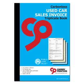 Cherry Carbonless NCR Used Car Sales Invoice Book A4 50 Sets (Triplicate 3 Part)
