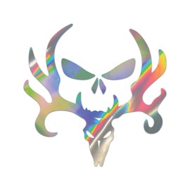 Bone Collector Deer Hunting Premium Sticker Decal Oil Slick Rainbow Holographic Metallic Bowhunting Skull Hunter - Oil Slick - 8" W x 8" H