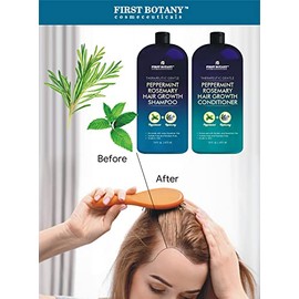 First Botany, Peppermint Romero - Champú y acondicionador contra la caída del cabello y champú para el crecimiento del cabello, hidratante diario, des