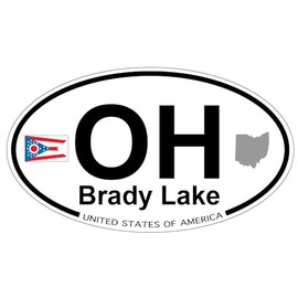 US Decal, Inc. Brady Lake, Ohio Oval Sticker with State Flag
