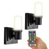 Westek Battery Operated Wall Sconce with Remote, 2 Pack – Plastic Wireless Battery Wall Light, Easy No Wire Install – 160 Lumens, 4 Hour Auto Shut-Off Battery Wall Sconce – Matte Black Finish