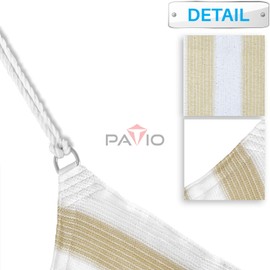 Patio Paradise 11' x 19' Beige White Stripe Sun Shade Sail Rectangle Canopy UV Block with Installation Hardware Kits Commercial Grade for Patio Backyard Lawn Garden Outdoor Activities -Customized