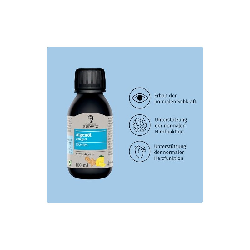 Dr. Budwig Premium Omega 3 Algae Oil Vegan Lemon Ginger
