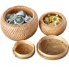 Roundsky Set of 2 Small Decorative Bamboo Baskets with Lid
