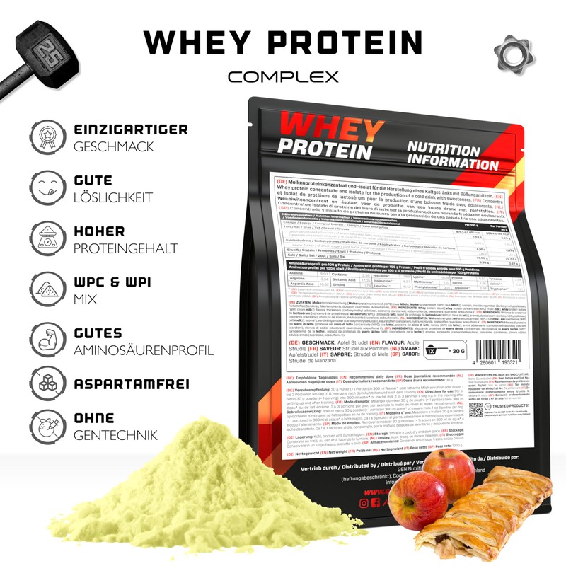 Whey Protein Complex - 1000 g (Apple Strudel) - With