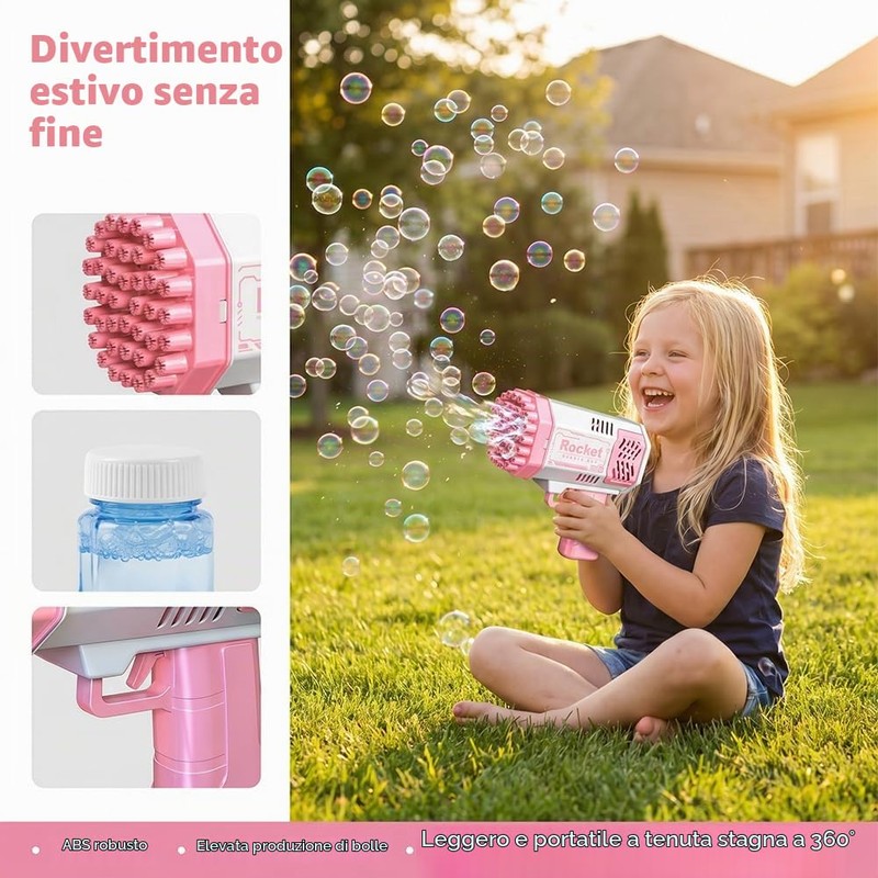 Pistola Bolle di Sapone, Macchina automatica per Bambini, Macchina per