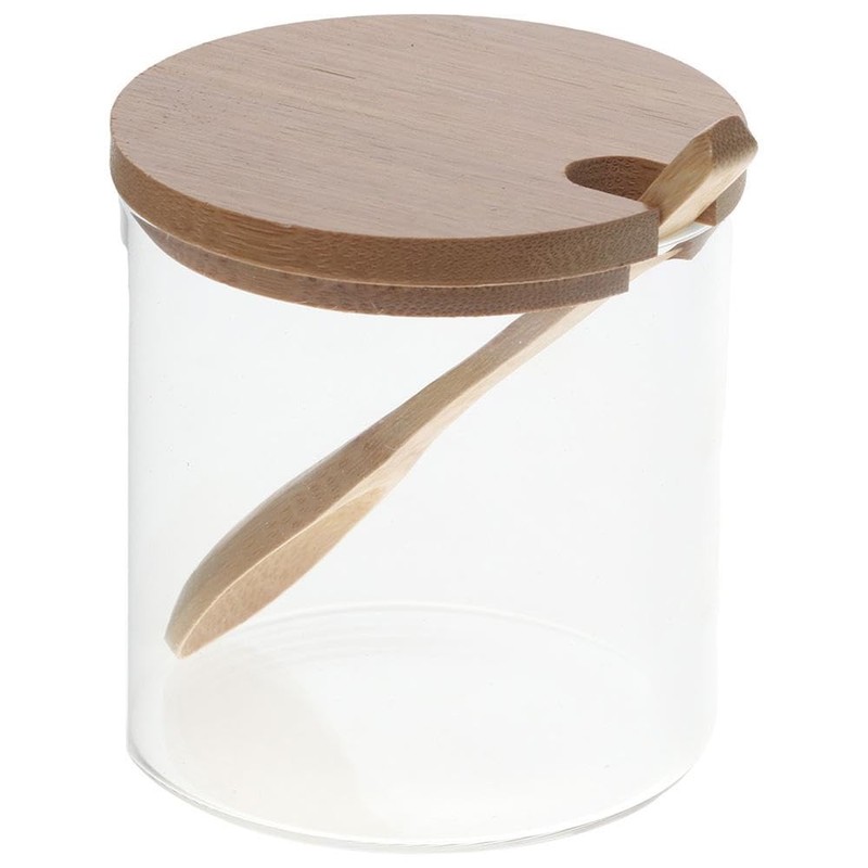 hobbyme Salt and Sugar Seasoning Glass Flavoring Jar Round Storage