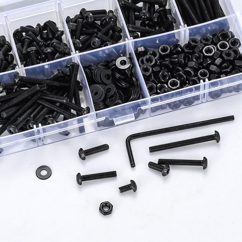 450 Piece M3 Screws Set, Allen Screws Nuts Set, Black