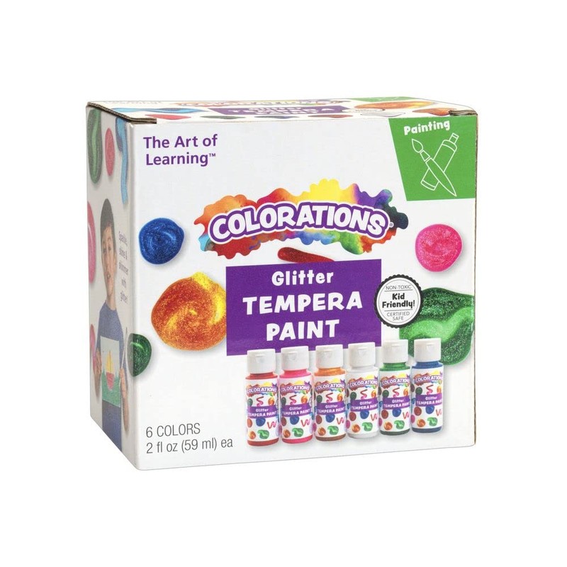 Colorations Tempera Paint, Rainbow Colors, Set of 6, 2 OZ