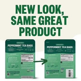 FGO Organic Peppermint Tea, 100 Count, Eco-Conscious Tea Bags, Caffeine Free, Packaging May Vary (Pack of 1)