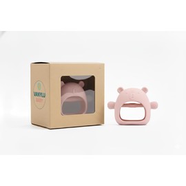 Mordedera para Bebé Tipo Guante en Forma de Osito, Silicona Suave, Ajustable y Segura, Ideal para Dentición y Alivio de Encías (Rosa)