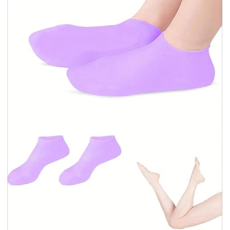 2 Pair Full Length Silicone Gel Moisturizing Socks Foot Care