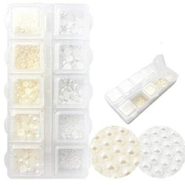 Gel Nail Rhinestones irogel Irogel Semicircle Pearl 0.06 inch (1.5 mm) 0.2 inch (4 mm) (White Cream)