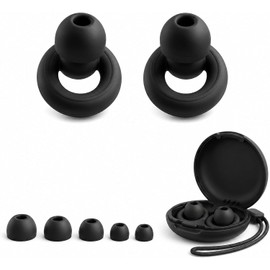 Tapones para Oídos para Dormir 45dB, Tapones Auditivos Antiruido de Silicona Reutilizables con Puntas de Repuesto en 4 Tallas, Canceladores de Ruido para Estudio Viajar Nadar, Protectores Auditivos Lavables Silicona reutilizable, 4 tallas de puntas, para 