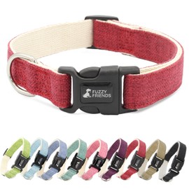 Fuzzy Friends Red Hemp Dog Collar - Hypoallergenic Dog Collar - Comfortable for Sensitive Skin or Allergies with no Harsh Dyes or Chemicals - 5 Sizes from X-Small to x-Large Breeds