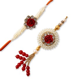 October Spice Rakhi for Bhaiya Bhabhi – Traditional Rakhi for Brother & Bhabhi Set – Raksha Bandhan Couple Gift Set of 2