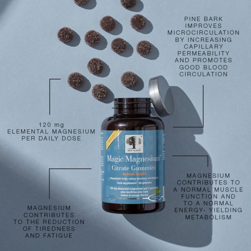 New Nordic Magic Magnesium Citrate Gummies, 1 Month Supply, Magnesium