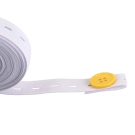 Trimming Shop Button Hole Elastic Tape Stretchable Cord for Trouser Waistbands, Maternity Clothes, Sewing, Knitting, Crafting (1 Metre Long, 20mm Wide, White)