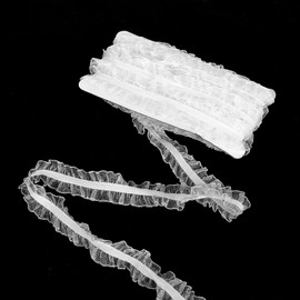 11 Yard Lace Trim Stretch Elastic Double Ruffle Lace Ribbon 1 Inches Wide Double Wave Organza Stretch Lace Craft Trim for Sewing, Dress Hats Decoration and DIY Wrapping