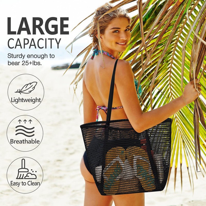 Mesh Beach Handbag Large Capacity Quick Dry Multifunctional Breathable Shopping
