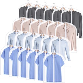 Chumia 25 Pcs Garment Bags for Hanging Clothes Storage, 24 x 32 Inch Clear Plastic Clothes Covers Dust Proof Suit Cover Dress Garment Bags with Full Zipper for Travel Closet Adult