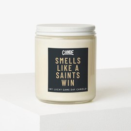 Smells Like a Football Win Scented Candle - 8oz and  16 oz Eco-Friendly Soy Wax House Candle for Game Day Decor & Gift - Long Lasting 100 Hours Burn Time:_Saints_Bourbon Vanilla