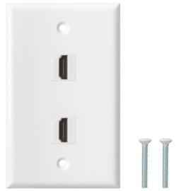 HDMI Wall Plate, 2 Port 4K HDMI Keystone Female to Female Wall Plate-White