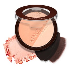 MAKEHEAL GLOW-C VOLUME CONTOUR Blendable blush palette, shimmering powder, built-in brush applicator [01 PEACH CORAL] 10g 0.35 Oz