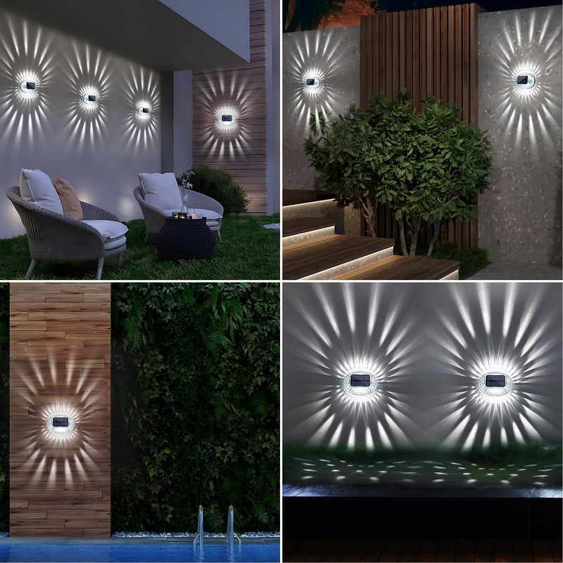 LYHOPE Solar Fence Lights Outdoor, IP65 Waterproof Solar Lights for