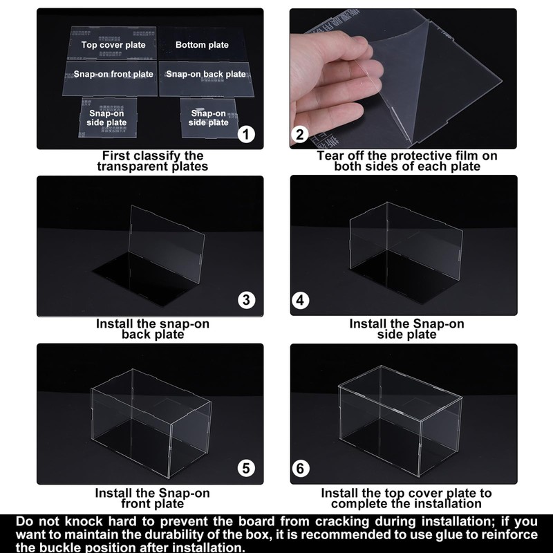 sourcing map Clear Display Case, Acrylic Box Assemble Dustproof Box