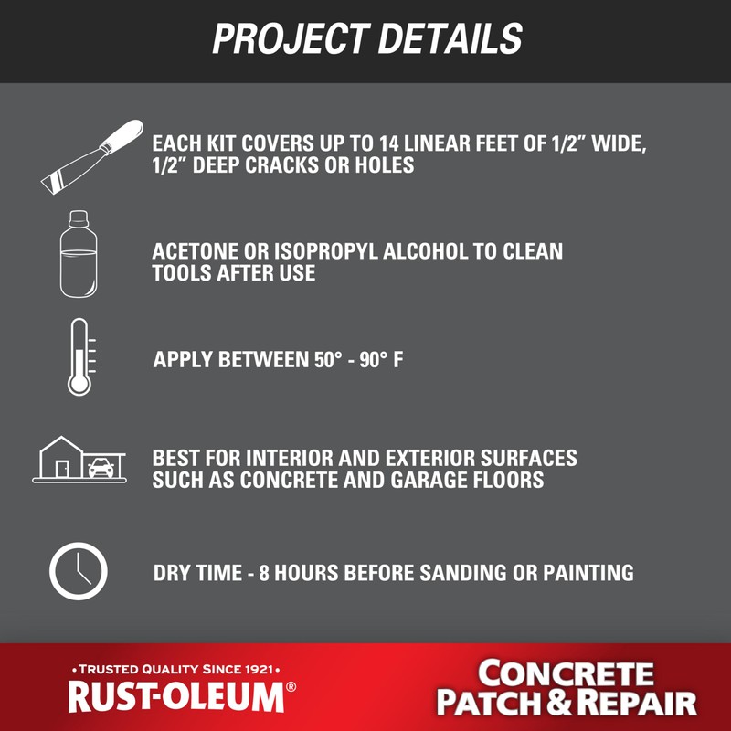 Rust-Oleum 301012 Concrete Patch & Repair, 24 oz, Gray