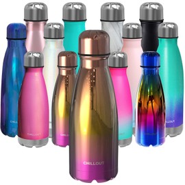 CHILLOUT LIFE Stainless Steel Water Bottle for Kids School: 12 oz Double Wall Insulated Cola Bottle Shape for Cold and Warm Drinks, BPA Free Metal Sports Bottle for Boys, Girls & Women