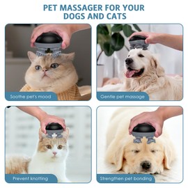 Ankilo Upgraded Handheld Pet Massager for Dogs and Cats, 4 Rotatable Massage Heads, Three Modes, Electric Cat Massager Dog Massager, for Relieving Tight Stiffness Muscles, Promote Bonding