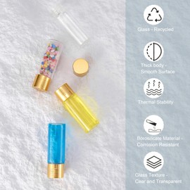 JIUWU 25 Pack Sample Containers 15 ml Glass Vials 1/2 Oz Anointing Oil Bottles with Lids Frascos De Vidrio Con Tapa Pequeños with 5 Pack Funnels for Work