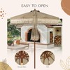 LAGarden 7' Patio Khaki Umbrella with Tassels UPF50+ Boho Style