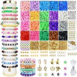 Redtwo 3400 Pcs Clay Beads Bracelet Making Kit, Friendship Bracelet Kit for Jewelry