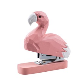 Kcgani Wooden Animal Stapler, Desktop Stitcher Art Figurine Statue Sculpture for School Office Stationery (Flamingo)