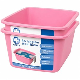 Vakly Lavabos – Tina Rectangular de Plástico para Hospital junto a la Cama con Capacidad de Remojo - Cubo Graduado Pequeño de 7 Qt - Lavabo Portátil p