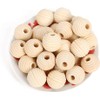 Wooden Beads 20 mm Beehive Striped Shape Natural Wooden Balls